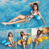 GOLDGE 2pcs Aufblasbare Wasserhängematte Luftmatratze Pool Wasser Schwimmhängematte Luftmatratze Pool Erwachsene 4-in-1 Loungesessel Pool Schwimmbettfür Erwachsene Kinder(Blau/Gelb)